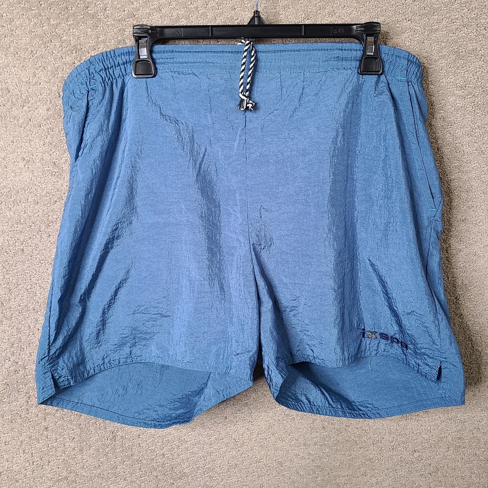 Vintage Ixspa Shorts Womens Medium Blue Solid Athletic Nylon Mesh Lined Retro